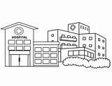 Easy Hospital Building Coloring Page  Free Printable Pages sketch template