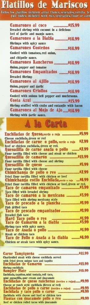 Menu - Los Portales Mexican Food