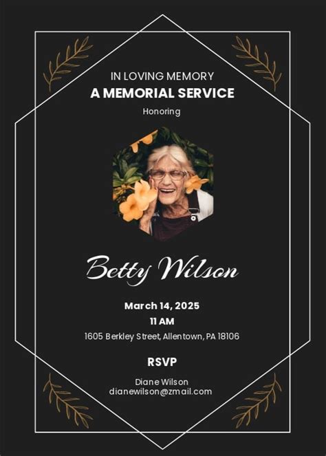 Funeral Memorial Announcements Invitation Template in Google Docs, Word ...