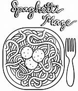 Spaghetti Coloring Pasta Pages Food Clipart Sheet Colouring Drawing  sketch template