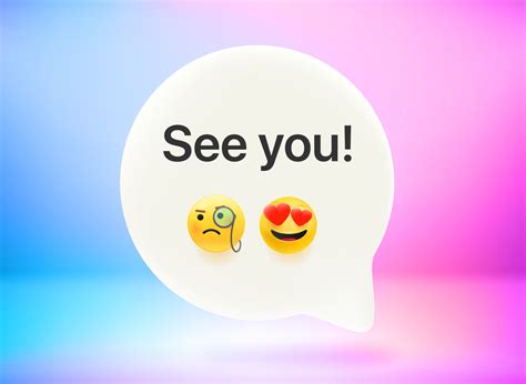 See you message. Chat bubble with cute emojis. Vector 3d illustration ...