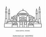 Hagia Sophia Istanbul Turkey Vector Illustration Stock Royalty  sketch template