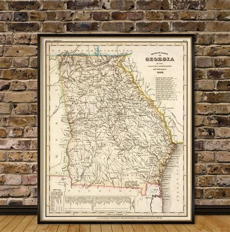 Georgia Map Print Old Map of Georgia Historic Maps Reproduction on ...