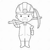 Easy Coloring Cartoon Vector Illustration Of A Miner Stock  sketch template