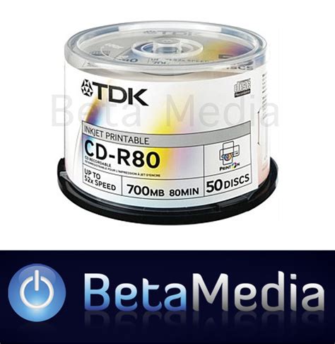 50 TDK Blank Inkjet Printable CD-R media 52X CD -R | eBay