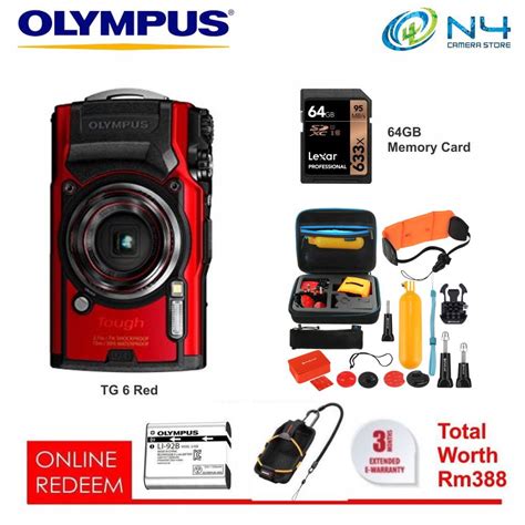 Olympus Stylus Tough TG-6/TG6 + 64GB Memory Card +14 in 1 Accessories ...