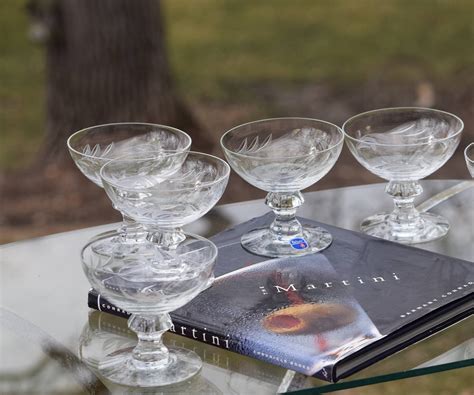 Vintage Crystal Cocktail Martini Glasses, Set of 5, Heisey, Arcadia ...