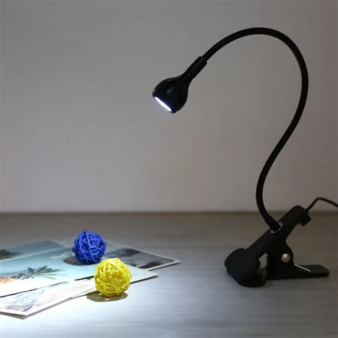 DC5V 1W Gooseneck Clip Light Portable USB Lamp Cold White 6500K Table ...