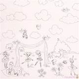 coloring Panel Border fabric With Ballerina Cloud Michael Miller  ModeS4u sketch template