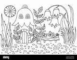 Hand drawn coloring Page With A Fabulous House For Children And adults  sketch template