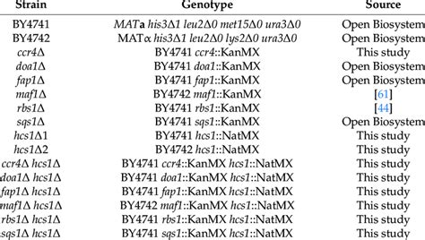 S. cerevisiae strains used in this study. | Download Scientific Diagram