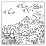 Mountains Coloring Page Mountain Sketch sketch template