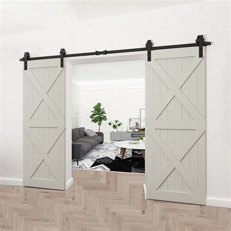 10ft Double Door Heavy Duty Sturdy Sliding Barn Door Hardware Kit // J ...