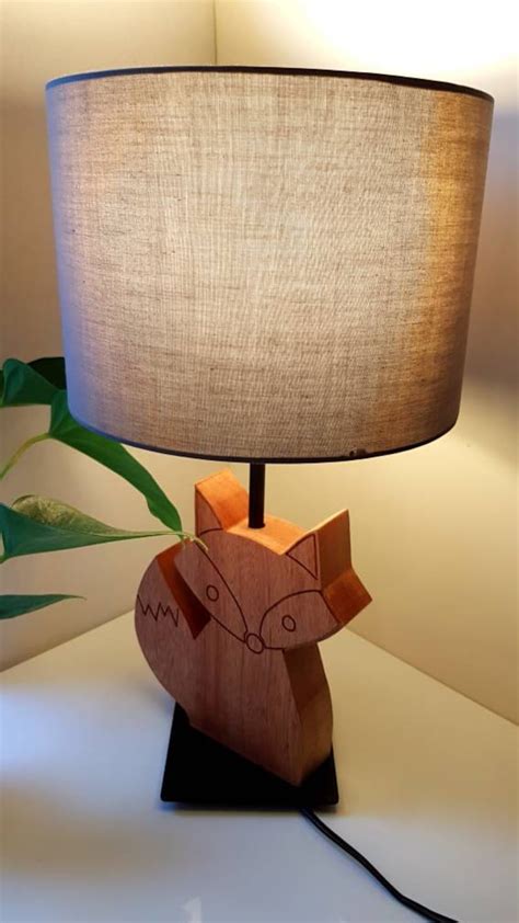 Wooden Fox Table Lamp Base Solid Wood - Etsy