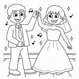 Premium Vector  Wedding Groom And Bride dancing coloring Page sketch template