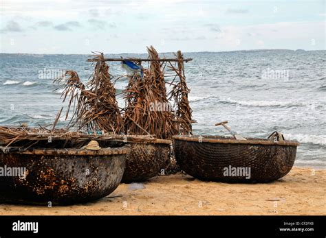 coracle: basket boat in vietnam Stock Photo - Alamy