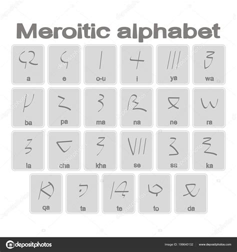 Set Monochrome Icons Meroitic Alphabet Your Design Stock Vector Image by ©drutska #199640132