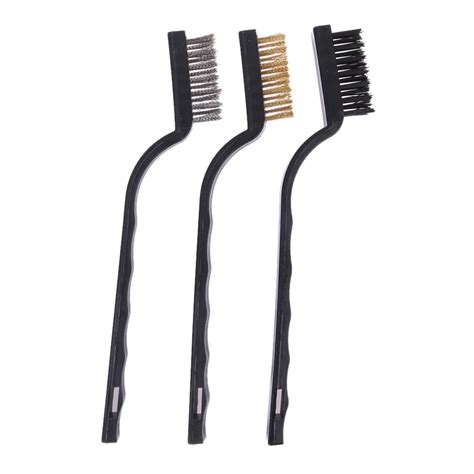 3 pcs Mini Wire Cleaning Brush Set Steel Brass Nylon Brushs Cleaning Polishing Detail Metal Rust ...