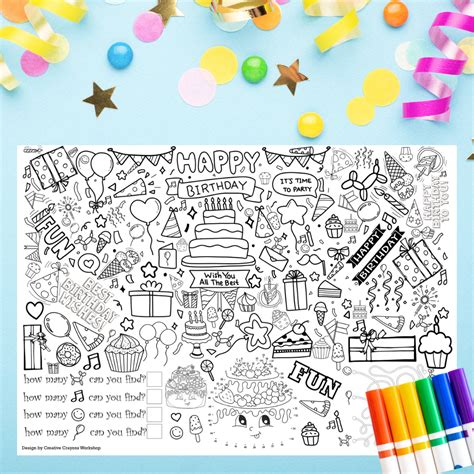 Birthday Activity Placemats – Creative Crayons Workshop