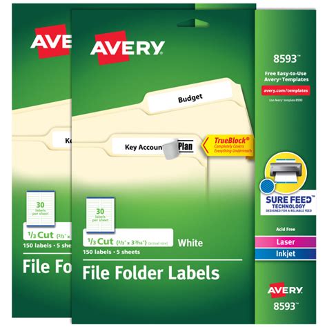 Avery 8593 Word Template : Avery File Folder Labels White 2 3 X 3 7 16 Permanent Laser Inkjet ...