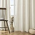 Amazon.com: Linen Curtains 96 Inches Long 2 Panel Set,Light Filtering ...