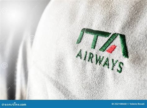 The Logo of the Airline ITA Airways Sewn on the Headrest of an Aircraft Editorial Stock Photo ...