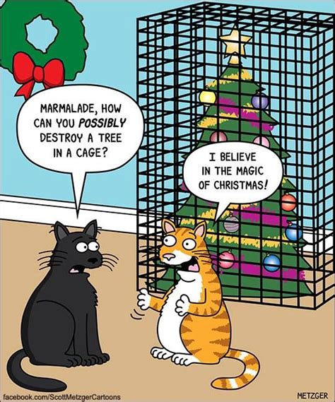 two cats sitting next to each other in front of a cage with christmas ...