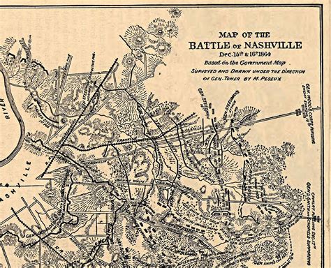 1864 Civil War Map Battle of Nashville Tennessee Wall Art Poster Home ...