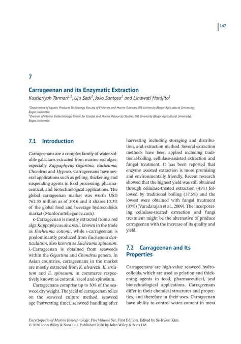 (PDF) Carrageenan and its Enzymatic Extraction