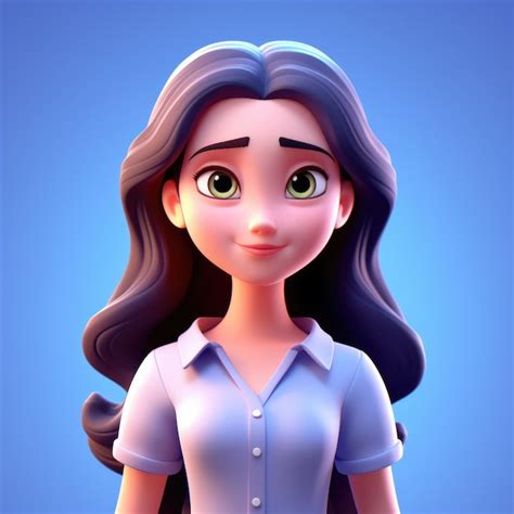 Premium Photo | Cute girl 3D character design cartoon girl avatar