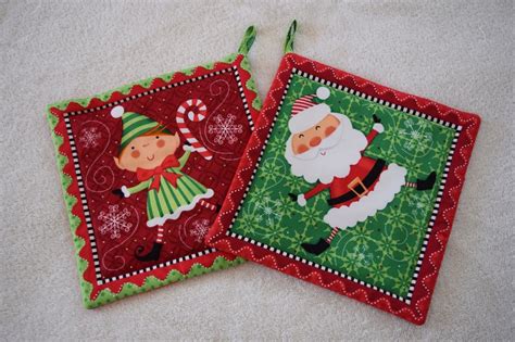 Christmas Pot Holders Holiday Pot Holder Sets of Two - Etsy