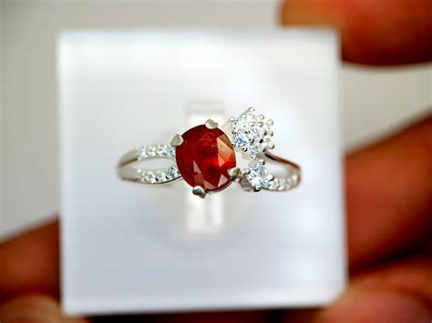 Natural hessonite garnet ring 925 sterling silver