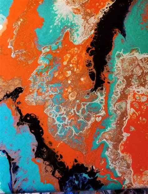 Abstract painting Orange and Black | Abstract painting, Acrylic painting lessons, Fluid painting