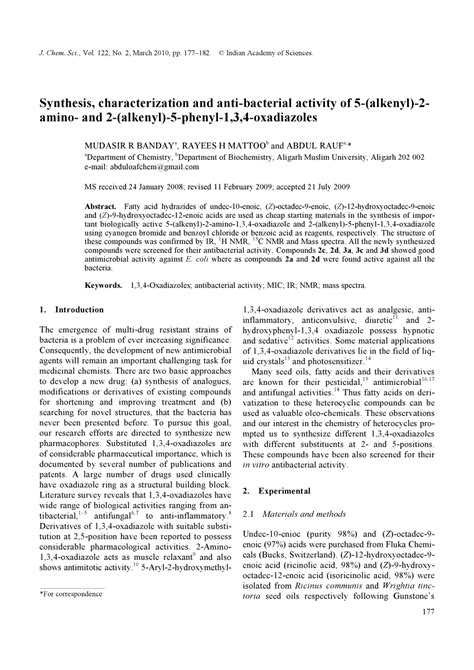 (PDF) Synthesis, characterization and anti-bacterial activity of 5-(alkenyl)-2-amino- and 2 ...