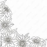 Vector Contour Dahlia Flower Leaf coloring book corner Frame border  sketch template