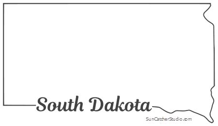 South Dakota – Map Outline, Printable State, Shape, Stencil, Pattern ...