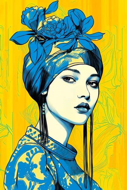 Premium AI Image | Yellow Color Themed Abstract Woman Face Portrait