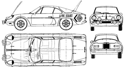 Renault Alpine A110 Blueprint - Download free blueprint for 3D modeling