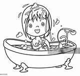Coloring Book Girl In The Bathtub High Res Vector Graphic  Getty Images sketch template