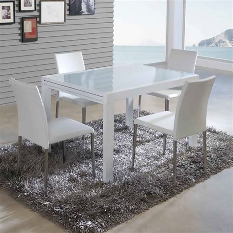 MESA DE COMEDOR EXTENSIBLE TAPA DE CRISTAL BARI - Demarques.es | Mesas ...