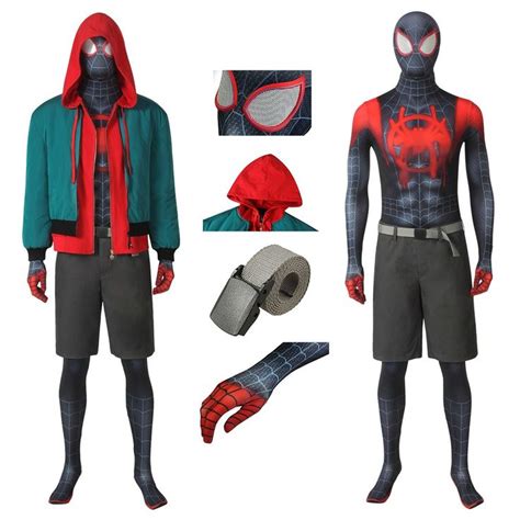 Spider-Man: Into the Spider-Verse Miles Morales Cosplay Suit | Spiderman, Hoodie fabric ...