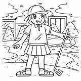 Premium Vector  Golf Female Golfer With A Club Isolated Coloring sketch template