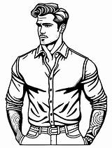 Handsome Man Coloring Page · Creative Fabrica sketch template