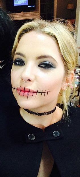 Ashley Benson Halloween Costume - septum ring, skeleton face paint, ear cuff & safety pin ...