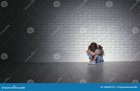 Upset Sad Sad Child Girl in Stress Cries at an Empty Dark Wall Stock Image - Image of despair ...