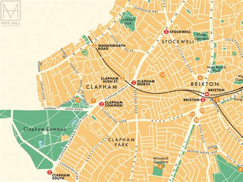 Lambeth (London borough) retro map giclee print – Mike Hall maps & illustration