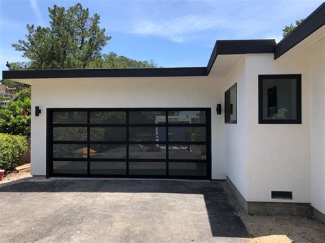Contemporary Aluminum & Frosted Tempered (Privacy) Glass Garage Door – Lux Garage Doors