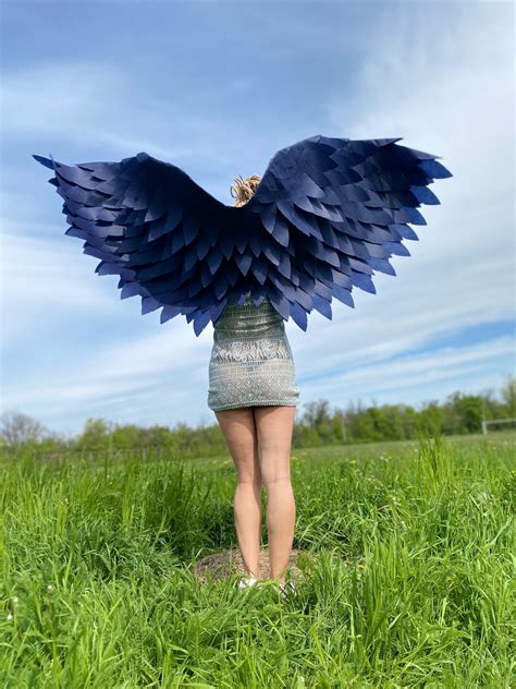 Angel Wings Movable Navy Blue Wing Costume Angel Wings Cosplay - Etsy