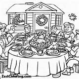 Thanksgiving Day Dinner At Our House Coloring Page  For Kids sketch template