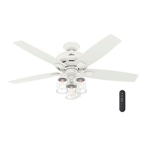 Hunter Bennett LED 52-in Matte White LED Indoor Ceiling Fan with Light Kit and Remote (5-Blade ...